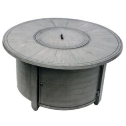 AZ Patio Heaters Brushed Wood 44-Inch Round LP Fire Pit Table (FS-2017-FPT)