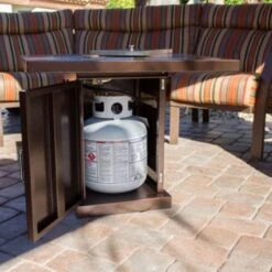 AZ Patio Heaters Hammered Bronze 30-Inch Square LP Fire Pit Table (GSF-PR-PC) -Top Tier Shop az patio heaters az patio heaters hammered bronze 30 square gas fire pit table gsf pr pc 28393195798622