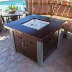 AZ Patio Heaters Two-Tone 38-Inch Square LP Fire Pit Table (GS-F-PCSS) -Top Tier Shop az patio heaters az patio heaters two tone 38 square gas fire pit table gs f pcss 28397059997790