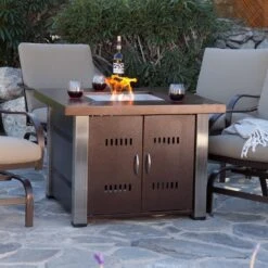 AZ Patio Heaters Two-Tone 38-Inch Square LP Fire Pit Table (GS-F-PCSS) -Top Tier Shop az patio heaters az patio heaters two tone 38 square gas fire pit table gs f pcss 28397062455390