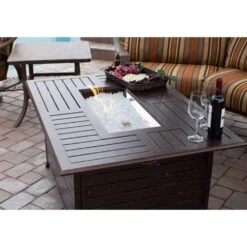 AZ Patio Heaters Aluminum 49-Inch Rectangular LP Fire Pit Table (FS-1010-T-12) -Top Tier Shop az patio heaters extruded aluminum 40 square propane fire pit table 28472160682078