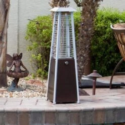 AZ Patio Heaters Hiland Bronze Pyramid Tabletop Propane Patio Heater (HLDS032-GTTHG) -Top Tier Shop az patio heaters hiland bronze tabletop propane patio heater with flame hlds032 gtthg 872313151614 29606547292254