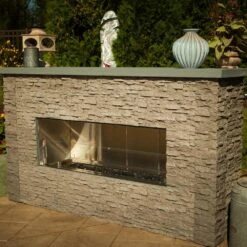 Firegear Kalea Bay Outdoor Linear Vent Free Gas Fireplace With LED Lights -Top Tier Shop firegear firegear kalea bay free standing outdoor linear gas fireplace with led lights 14649104040030