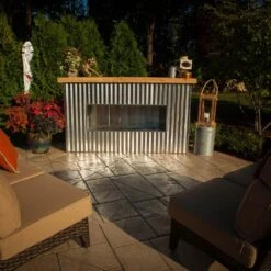 Firegear Kalea Bay Outdoor Linear Vent Free Gas Fireplace With LED Lights -Top Tier Shop firegear firegear kalea bay free standing outdoor linear gas fireplace with led lights 28355680305246