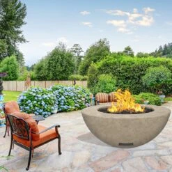 Modern Blaze 48-Inch Round Concrete Gas Fire Bowl With Match Lit Ignition -Top Tier Shop modern blaze 48 inch round concrete gas fire bowl with match lit ignition 29282702884958