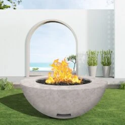 Modern Blaze 48-Inch Round Concrete Gas Fire Bowl With Match Lit Ignition -Top Tier Shop modern blaze 48 inch round concrete gas fire bowl with match lit ignition 29282703048798