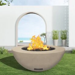 Modern Blaze 48-Inch Round Concrete Gas Fire Bowl With Match Lit Ignition -Top Tier Shop modern blaze 48 inch round concrete gas fire bowl with match lit ignition 29282703179870