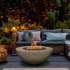 Modern Blaze 48-Inch Round Concrete Gas Fire Bowl With Match Lit Ignition -Top Tier Shop modern blaze 48 inch round concrete gas fire bowl with match lit ignition 29537247887454