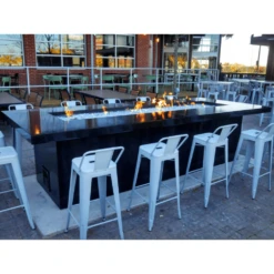 Modern Blaze Aleutian Islands Rectangular Concrete Dining Height Fire Pit Table