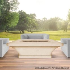 Modern Blaze Mt. Shasta 70-Inch Linear Concrete Dining Height Gas Fire Pit Table -Top Tier Shop modern blaze mt shasta 70 inch linear concrete dining height gas fire pit table 29702494584926