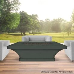 Modern Blaze Mt. Shasta 70-Inch Linear Concrete Dining Height Gas Fire Pit Table -Top Tier Shop modern blaze mt shasta 70 inch linear concrete dining height gas fire pit table 29702494683230