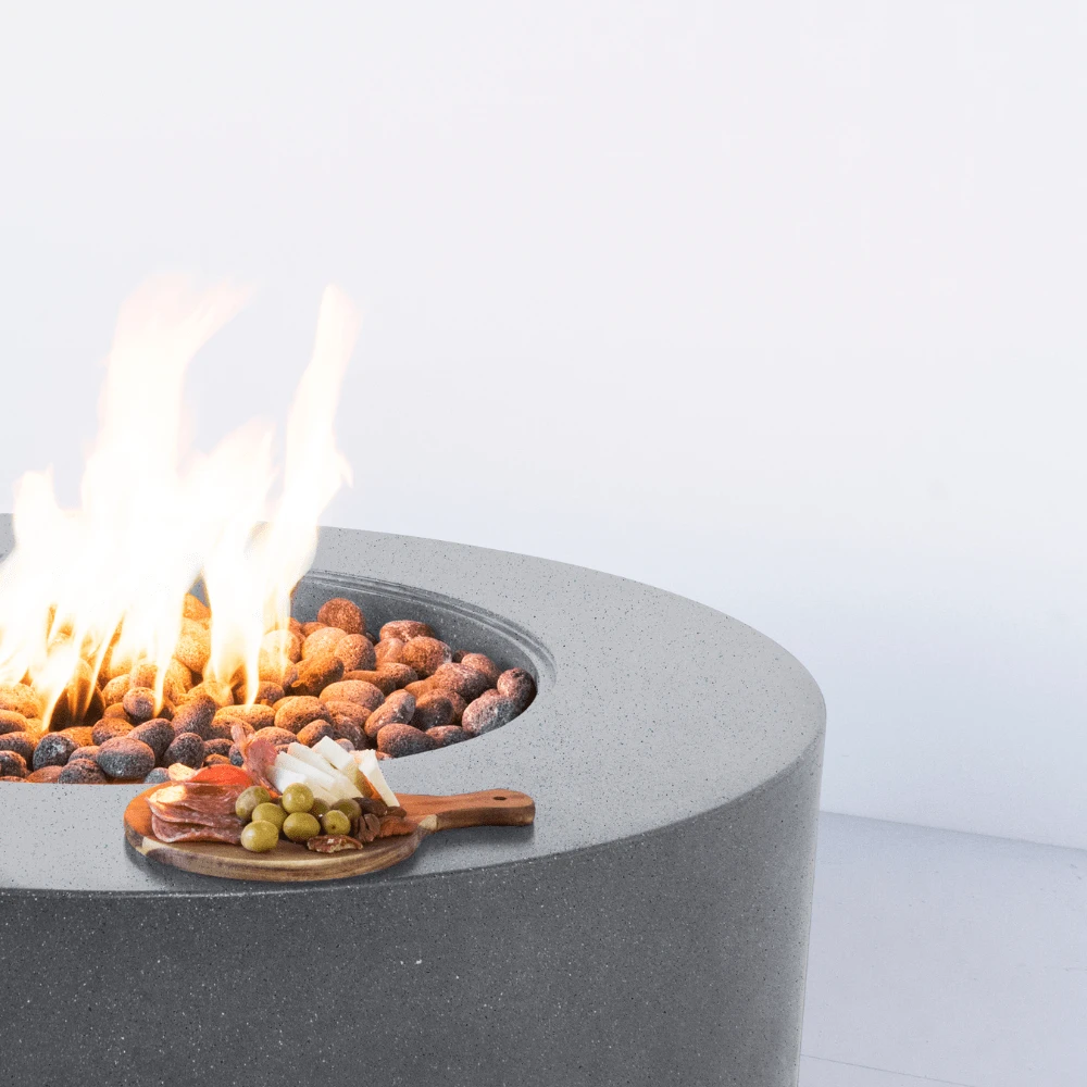 Modern Blaze Oblica Round Concrete Fire Pit Table 10 Modern Blaze Oblica Round Concrete Fire Pit Table - Image 10