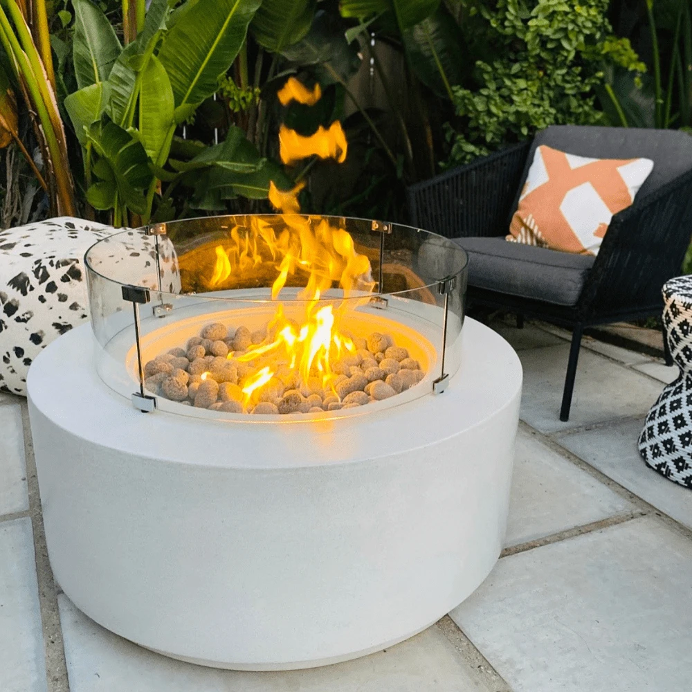 Modern Blaze Oblica Round Concrete Fire Pit Table 6 Modern Blaze Oblica Round Concrete Fire Pit Table - Image 6