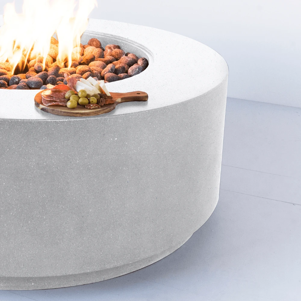 Modern Blaze Oblica Round Concrete Fire Pit Table 3 Modern Blaze Oblica Round Concrete Fire Pit Table - Image 3