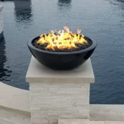 Modern Blaze Smooth Concrete Gas Fire Bowl - 27-Inch To 76-Inch Sizes -Top Tier Shop modern blaze round concrete gas fire bowl 27 inch to 76 inch sizes 29629574774878