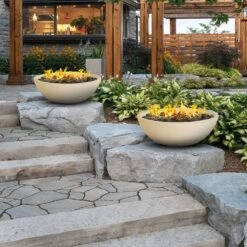 Modern Blaze Smooth Concrete Gas Fire Bowl - 27-Inch To 76-Inch Sizes -Top Tier Shop modern blaze round concrete gas fire bowl 27 inch to 76 inch sizes 29705733668958