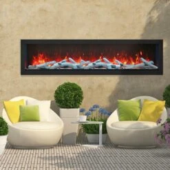 Remii DEEP Full Flame Indoor/Outdoor Frameless Built-in Electric Fireplace -Top Tier Shop remii remii deep full flame indoor outdoor frameless built in electric fireplace 28358381371486