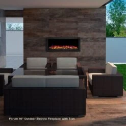 Simplifire Forum Built-In Outdoor Electric Fireplace With Trim Kit - No Heat -Top Tier Shop simplifire forum built in outdoor electric fireplace with trim kit no heat 29935063597150