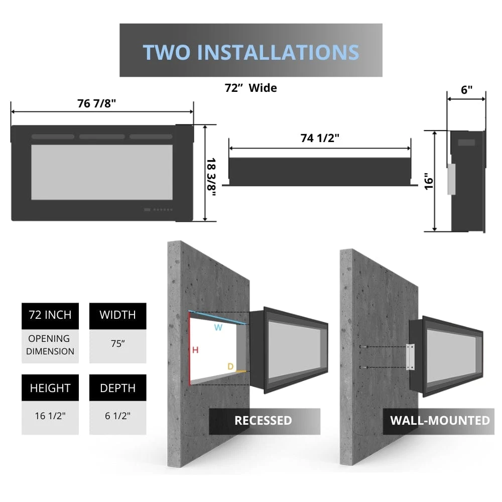 Superior Plexus Built-In/Wall Mounted Zero Clearance Linear Electric Fireplace 5 Superior Plexus Built-In/Wall Mounted Zero Clearance Linear Electric Fireplace - Image 5