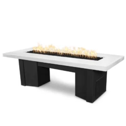 Top Fires Alameda Black And White Steel Gas Fire Pit Table - Flame Sense