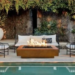 Top Fires Coronado 15-Inch Tall Rectangular Corten Steel Gas Fire Pit - Match Lit -Top Tier Shop top fires coronado 15 inch tall rectangular corten steel gas fire pit match lit 29563820867678