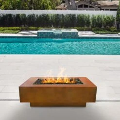 Top Fires Coronado 15-Inch Tall Rectangular Corten Steel Gas Fire Pit - Match Lit -Top Tier Shop top fires coronado 15 inch tall rectangular corten steel gas fire pit match lit 29563820900446