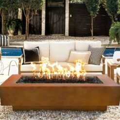 Top Fires Coronado 15-Inch Tall Rectangular Corten Steel Gas Fire Pit - Match Lit -Top Tier Shop top fires coronado 15 inch tall rectangular corten steel gas fire pit match lit 29563820933214