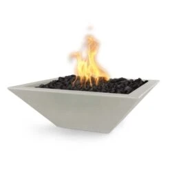 Top Fires Maya 24-Inch Square Concrete Gas Fire Bowl - Electronic (OPT-24SFOE) -Top Tier Shop top fires maya 24 inch square concrete gas fire bowl electronic opt 24sfoe liquid propane ash opt 24sfoe12v ash lp 840029526101 29685584101470