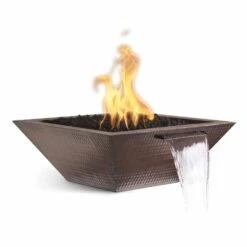 Top Fires Maya 24-Inch Square Copper Gas Fire And Water Bowl - Electronic (OPT-24SCFWE12V)