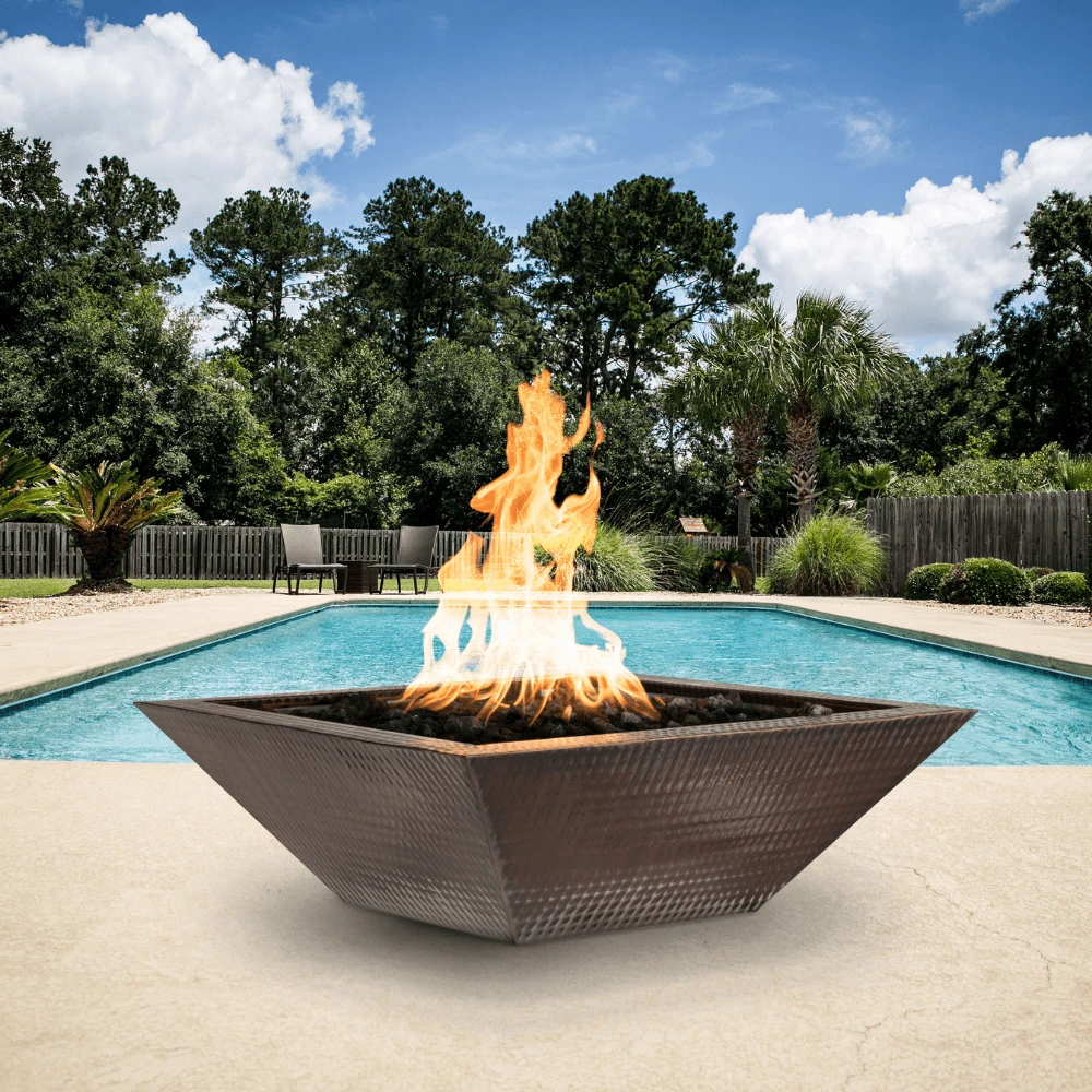 Top Fires Maya 36-Inch Square Copper Gas Fire Bowl - Match Lit (OPT-103-SQ36) 2 Top Fires Maya 36-Inch Square Copper Gas Fire Bowl - Match Lit (OPT-103-SQ36) - Image 2