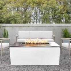 Top Fires Merona 46-Inch Rectangular Fire Pit With Stainless Steel Top - Match Lit (TOP-MC4622) -Top Tier Shop top fires merona 46 inch rectangular fire pit with stainless steel top match lit top mc4622 liquid propane white powdercoat top mc4622 wht lp 840057367516 29572480860254