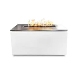 Top Fires Merona 46-Inch Rectangular Fire Pit With Stainless Steel Top - Match Lit (TOP-MC4622) -Top Tier Shop top fires merona 46 inch rectangular fire pit with stainless steel top match lit top mc4622 liquid propane white powdercoat top mc4622 wht lp 840057367516 29685544419422