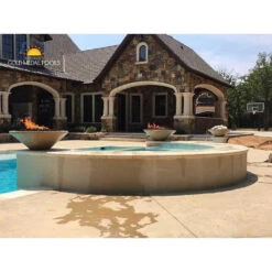 Top Fires Cazo 24-Inch Round Concrete Gas Fire And Water Bowl - Match Lit (OPT-24RFW) -Top Tier Shop top fires top fires 24 round concrete gas fire and water bowl match lit opt 24rfwm 11806741692510