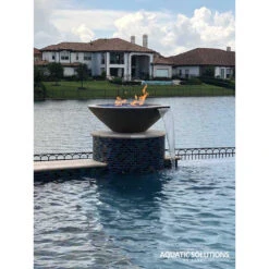 Top Fires Cazo 24-Inch Round Concrete Gas Fire And Water Bowl - Match Lit (OPT-24RFW) -Top Tier Shop top fires top fires 24 round concrete gas fire and water bowl match lit opt 24rfwm 11811982934110