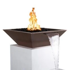 Top Fires Maya 24-Inch Square Copper Gas Fire And Water Bowl - Electronic (OPT-24SCFWE12V) -Top Tier Shop top fires top fires 24 square copper gas fire and water bowl electronic opt 24scfwe 11818705551454