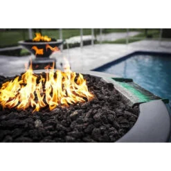 Top Fires Cazo 31-Inch Round Concrete Gas Fire And Water Bowl - Match Lit (OPT-31RFW) -Top Tier Shop top fires top fires 31 round concrete gas fire and water bowl match lit opt 31rfwm 11811994599518