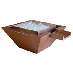 Top Fires Maya 36-Inch Square Copper Gas Fire And Water Bowl - Match Lit (OPT-SQ36FANDW) -Top Tier Shop top fires top fires 36 square copper gas fire and water bowl match lit opt sq36fandw 23784419459