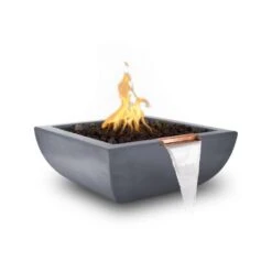 Top Fires Avalon 24-Inch Square Concrete Gas Fire And Water Bowl - Match Lit -Top Tier Shop top fires top fires avalon 24 square concrete gas fire and water bowl match lit liquid propane gray 27958778888286