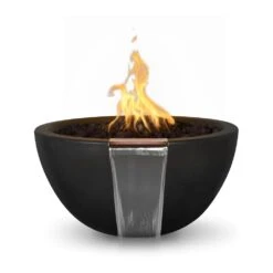 Top Fires Luna Round Concrete Gas Fire And Water Bowl - Electronic -Top Tier Shop top fires top fires luna round concrete gas fire and water bowl electronic liquid propane 30 black 27947758780510