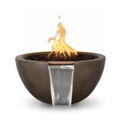 Top Fires Luna Round Concrete Gas Fire And Water Bowl - Electronic -Top Tier Shop top fires top fires luna round concrete gas fire and water bowl electronic liquid propane 30 chocolate 27947758714974