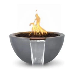 Top Fires Luna Round Concrete Gas Fire And Water Bowl - Electronic -Top Tier Shop top fires top fires luna round concrete gas fire and water bowl electronic liquid propane 30 gray 27947758682206
