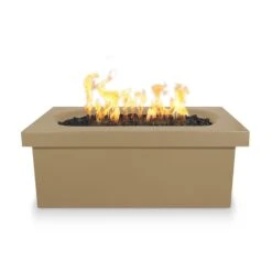 Top Fires Ramona 60-Inch Rectangular GFRC Gas Fire Pit Table - Electronic -Top Tier Shop top fires top fires ramona 60 rectangular gfrc gas fire pit table electronic liquid propane brown 14764646137950