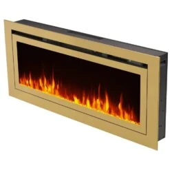 Touchstone Deluxe Gold 50-Inch Built-In Smart Electric Fireplace (#86275) -Top Tier Shop touchstone deluxe gold 50 inch built in smart electric fireplace 86275 86275 29597503619166