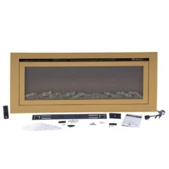 Touchstone Deluxe Gold 50-Inch Built-In Smart Electric Fireplace (#86275) -Top Tier Shop touchstone deluxe gold 50 inch built in smart electric fireplace 86275 86275 29597503684702