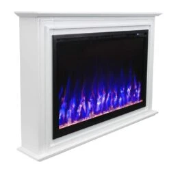 Touchstone Forte Elite 40-Inch Freestanding Electric Fireplace With White Mantel (#90000-80052) -Top Tier Shop touchstone forte elite 40 inch freestanding smart electric fireplace with mantel 90000 80052 29375206654046
