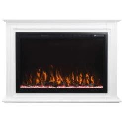 Touchstone Forte Elite 40-Inch Freestanding Electric Fireplace With White Mantel (#90000-80052) -Top Tier Shop touchstone forte elite 40 inch freestanding smart electric fireplace with mantel 90000 80052 29375206785118