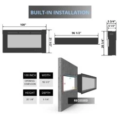 Touchstone Sideline 100-Inch Recessed Smart Electric Fireplace (#80032) -Top Tier Shop touchstone sideline 100 inch recessed electric fireplace 80032 80032 6 31361 80032 1 29938604834910