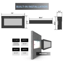 Touchstone Sideline 72-Inch Recessed Smart Electric Fireplace (#80015) -Top Tier Shop touchstone sideline 72 inch recessed electric fireplace 80015 80015 631361800154 29938637504606