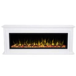 Touchstone Sideline Elite 50-Inch Freestanding Electric Fireplace With White Mantel (#90001-80036) -Top Tier Shop touchstone sideline elite 50 inch freestanding wall mounted smart electric fireplace with mantel 90001 80036 90001 80036 29377398112350