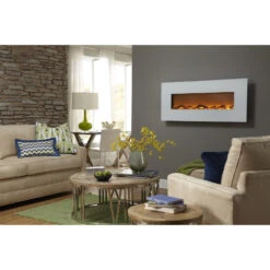 Touchstone Ivory 50-Inch Wall Mounted Electric Fireplace With White Frame (#80002) -Top Tier Shop touchstone touchstone ivory wall mounted electric fireplace with white frame 80002 4791645470814